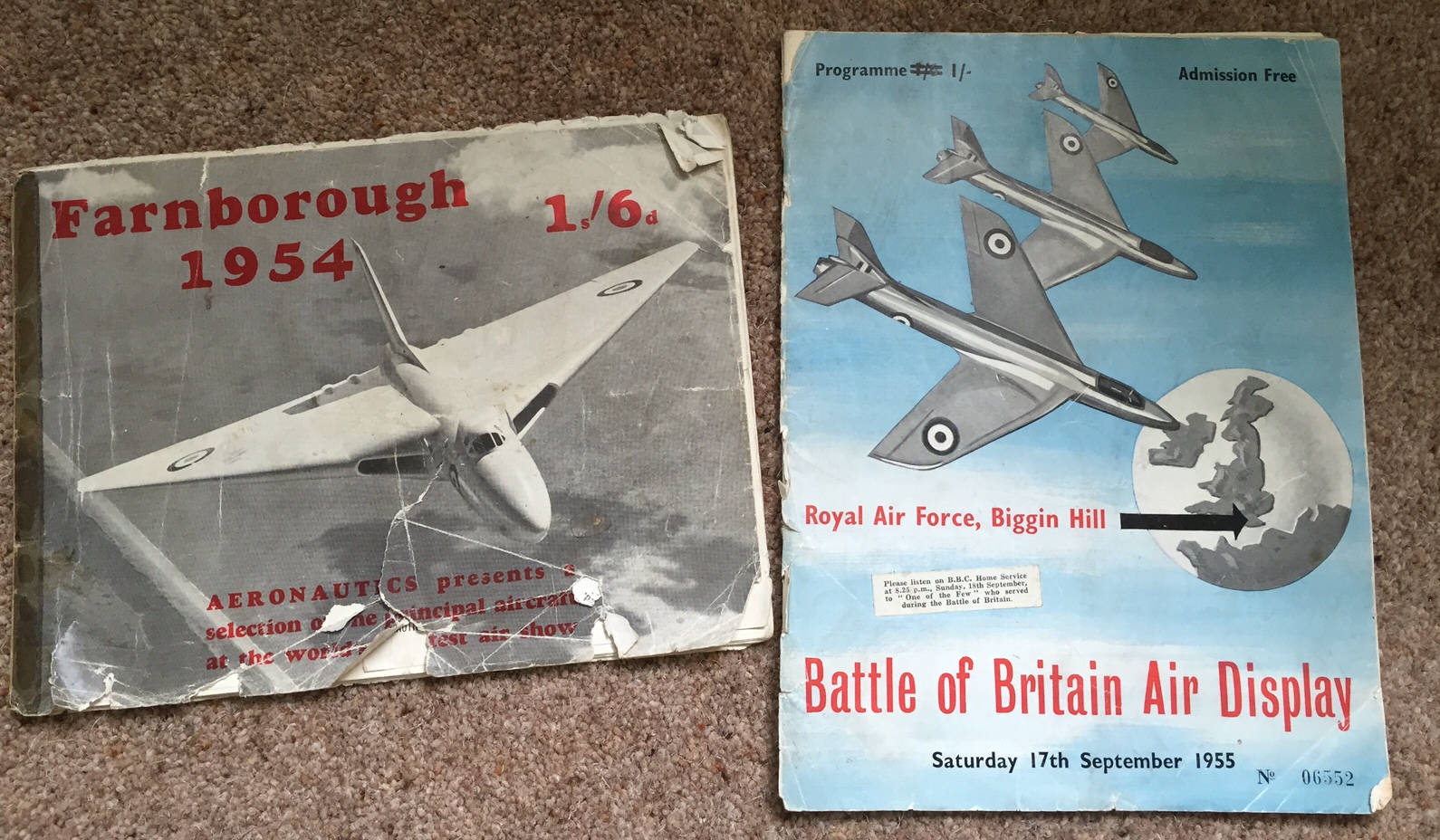 September 1954 - Photograph of the first two Air Show programmes.