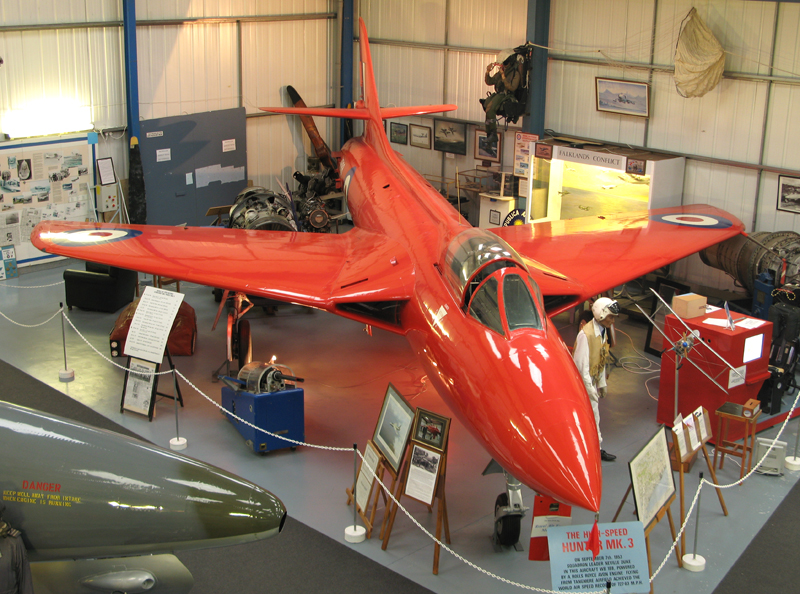 September 1954: Red Hawker Hunter MK3 in Tangmere Museum.