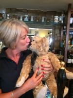 Laurie Lee Poetry Posts: Bertie wows the ladies. Seen here with Barbara from the Butchers Arms.