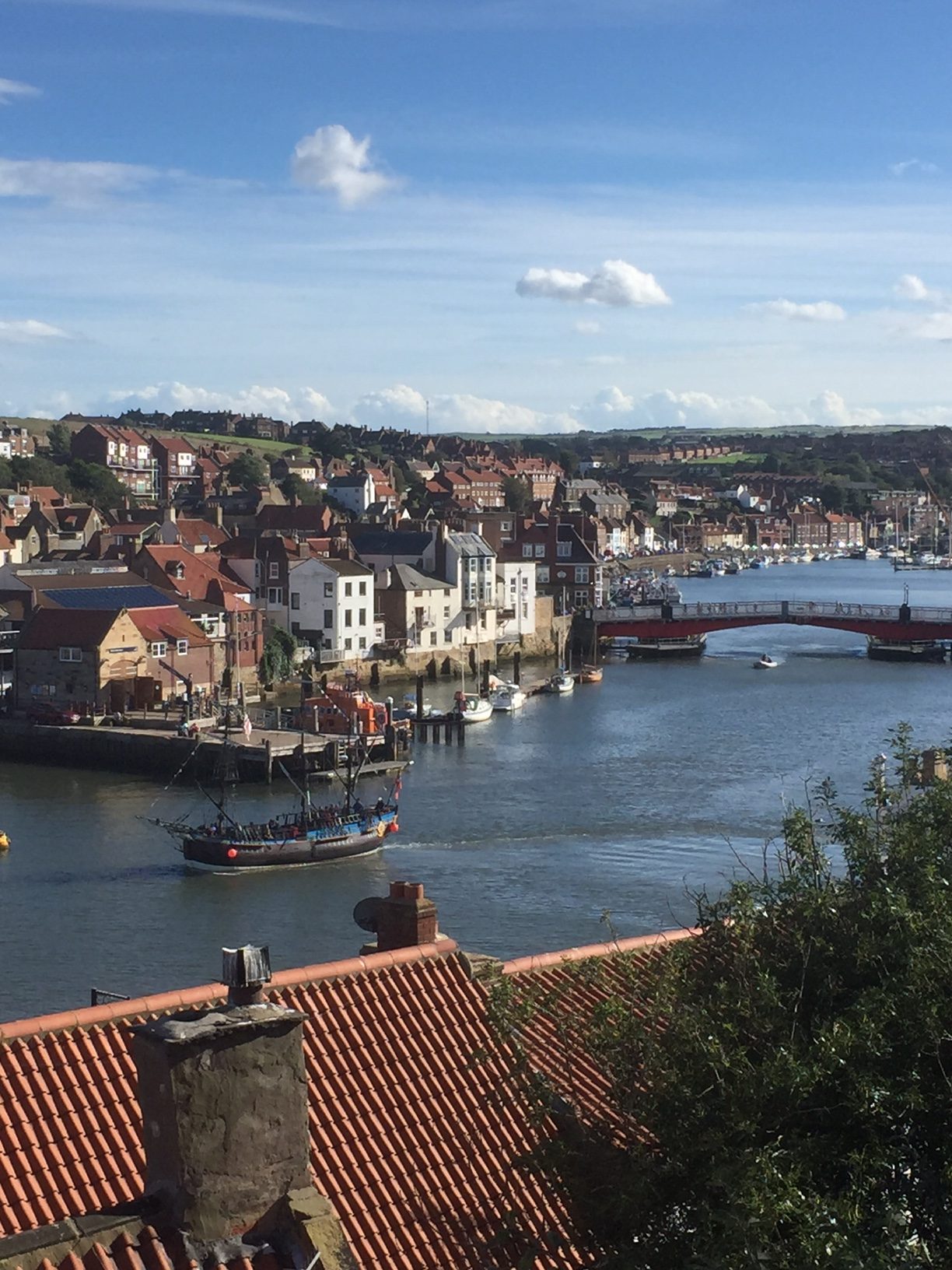 Whitby Harbour - the swing bridge and the pirate ship.