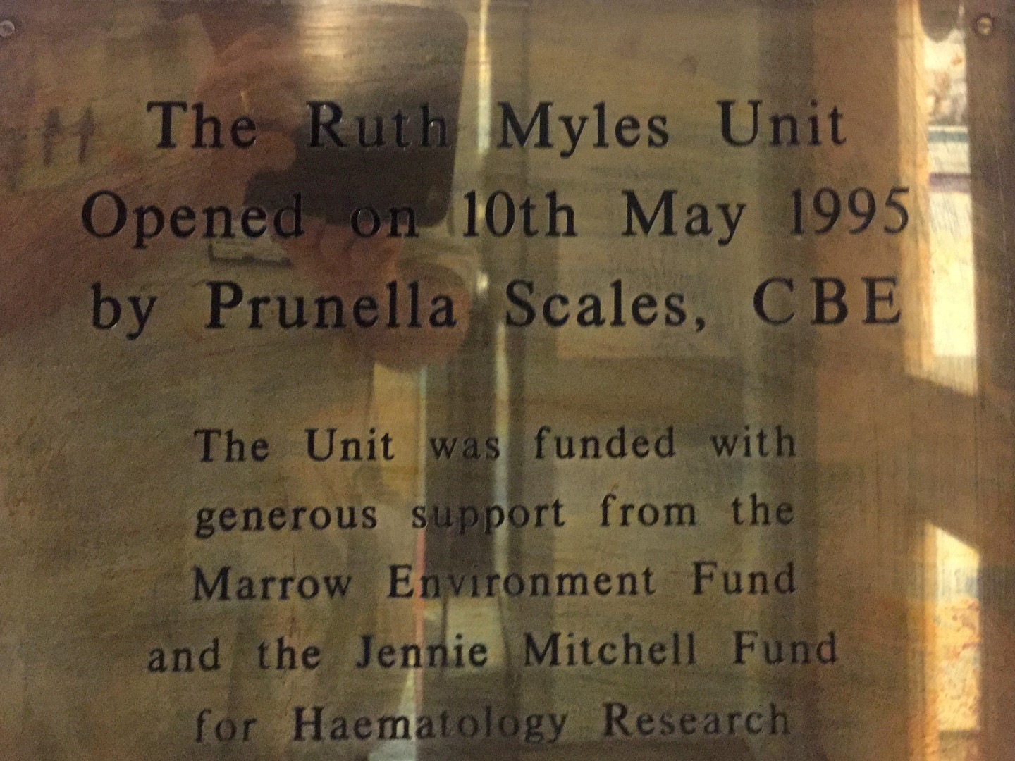 Ruth Myles Unit opening plaque.