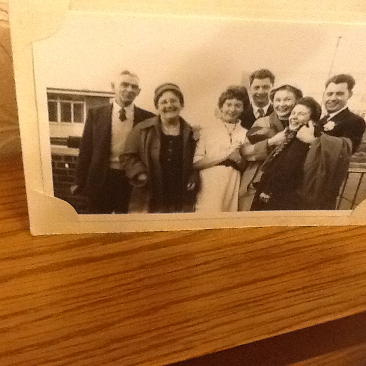 Middlesbrough: Diddley's Yorkshire family. Yorkshire gran and grandad on the left, then Brenda, Bill, Bet, Sylvia and Denis. Photo taken in 1959 at wedding party.