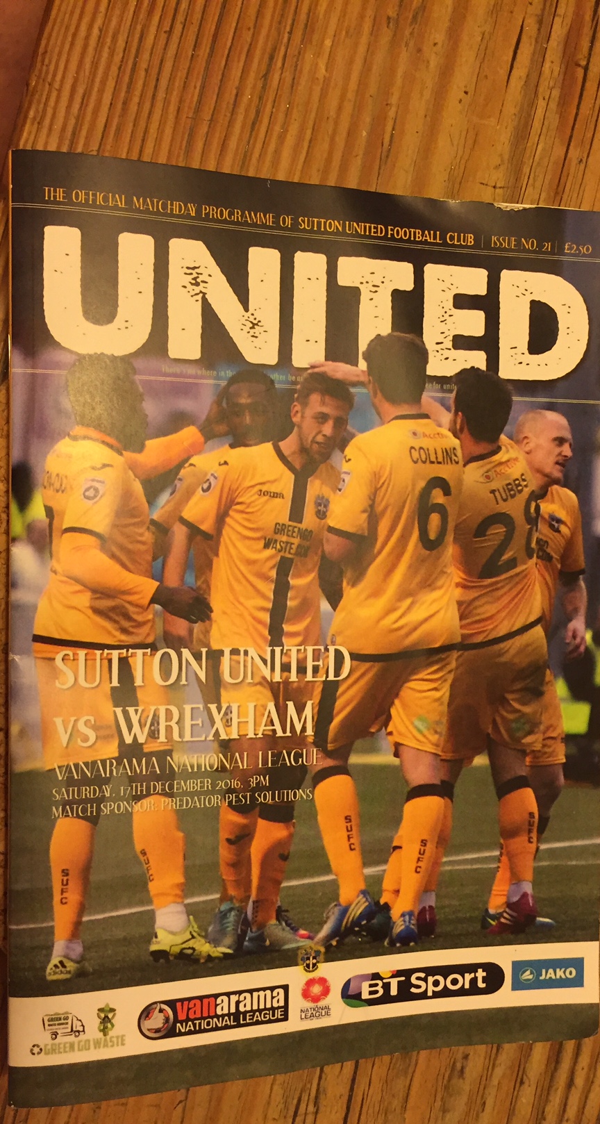 Old Bears - Sutton United Football Programme cover.