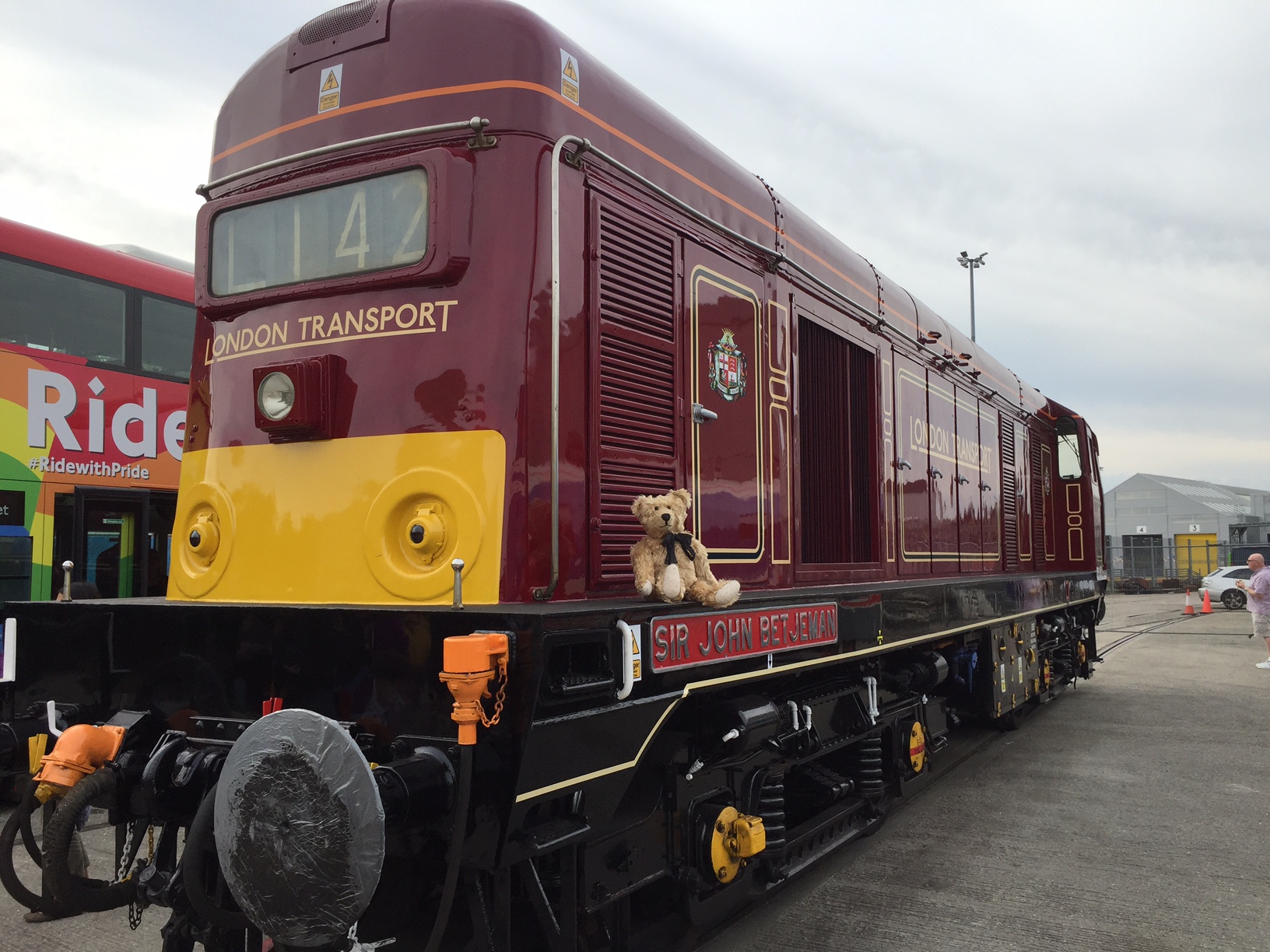 Continental Railway Journeys: Former British Railways Class 20 locomotive 20142 (D8142) resplendent in London Transport livery. Privately owned.