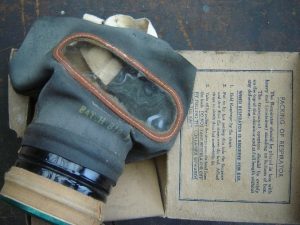 Ernie's War: Ernie’s war time gas mask.