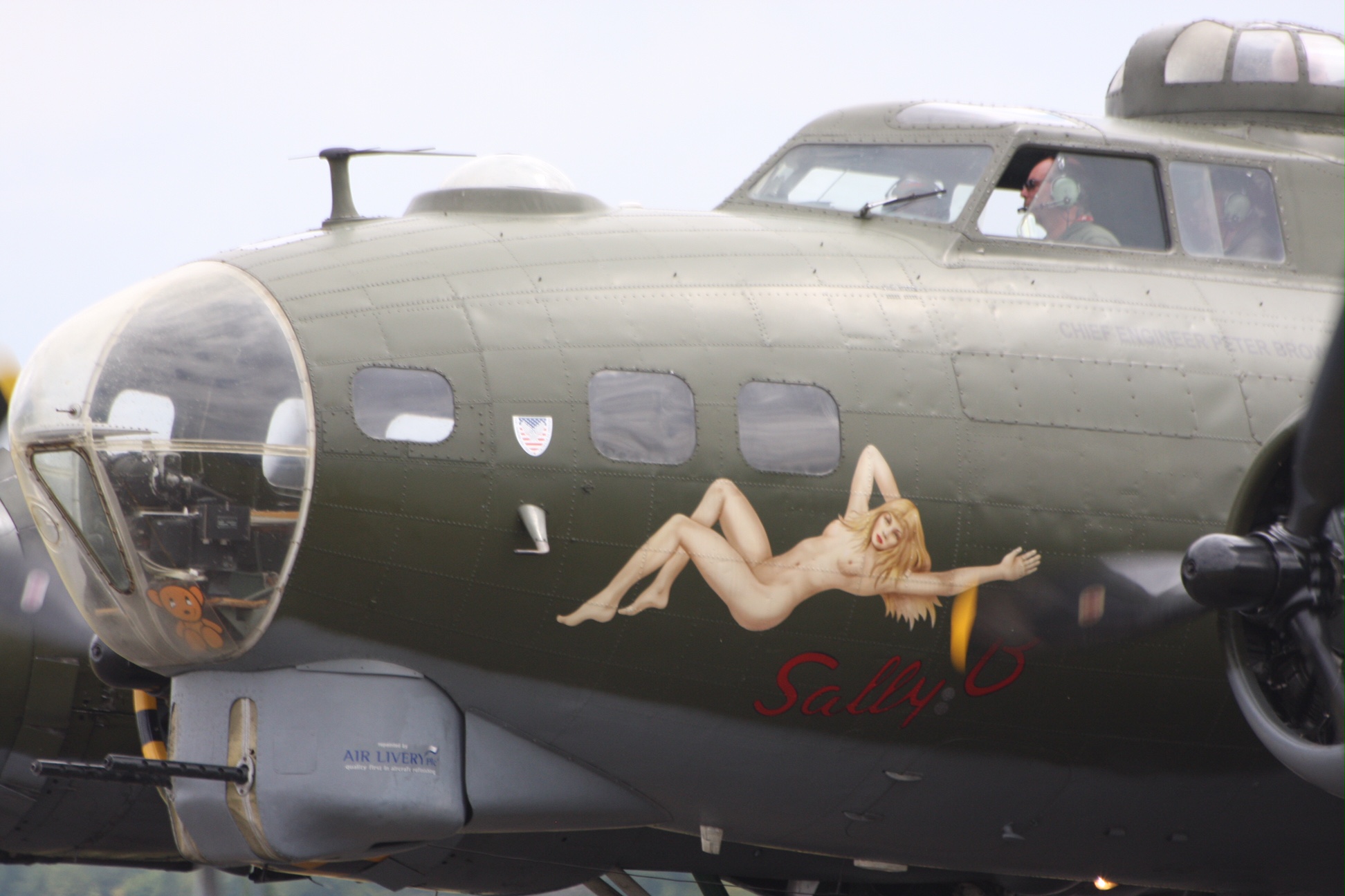 Flying Legends Duxford. Close-up of the nose of "Sally B".