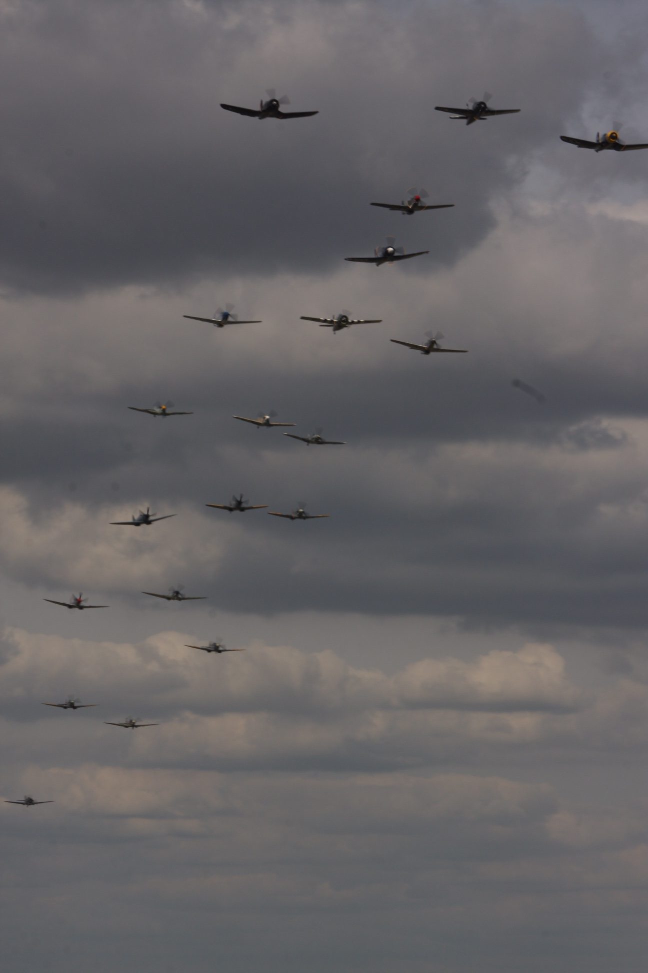 Flying Legends Duxford. The final Balbo (a flypast of all the planes at the show) over thirty WW11 aircraft. What a sight and sound.