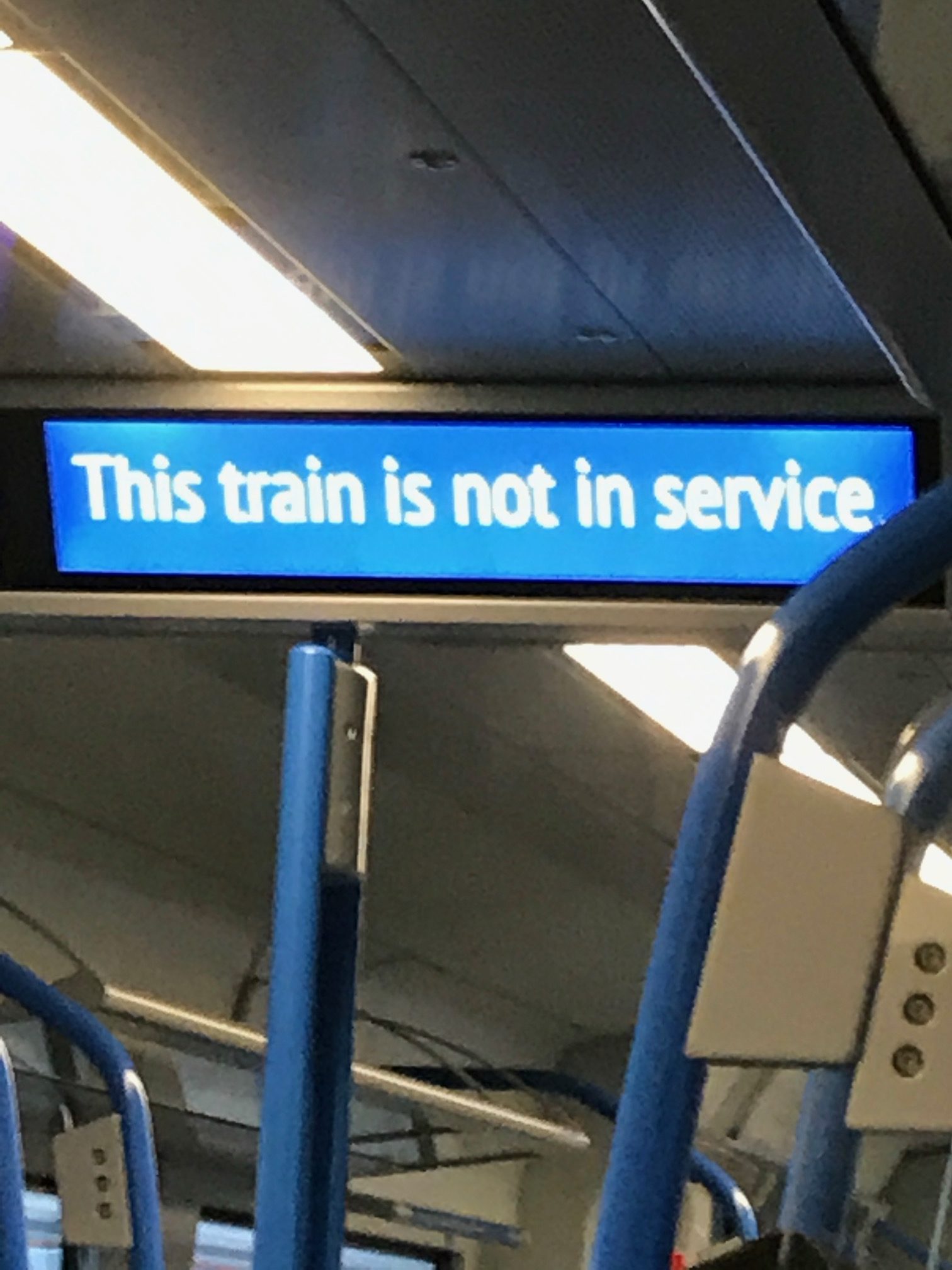 Brighton: Sign reads: "This train is not in service"!