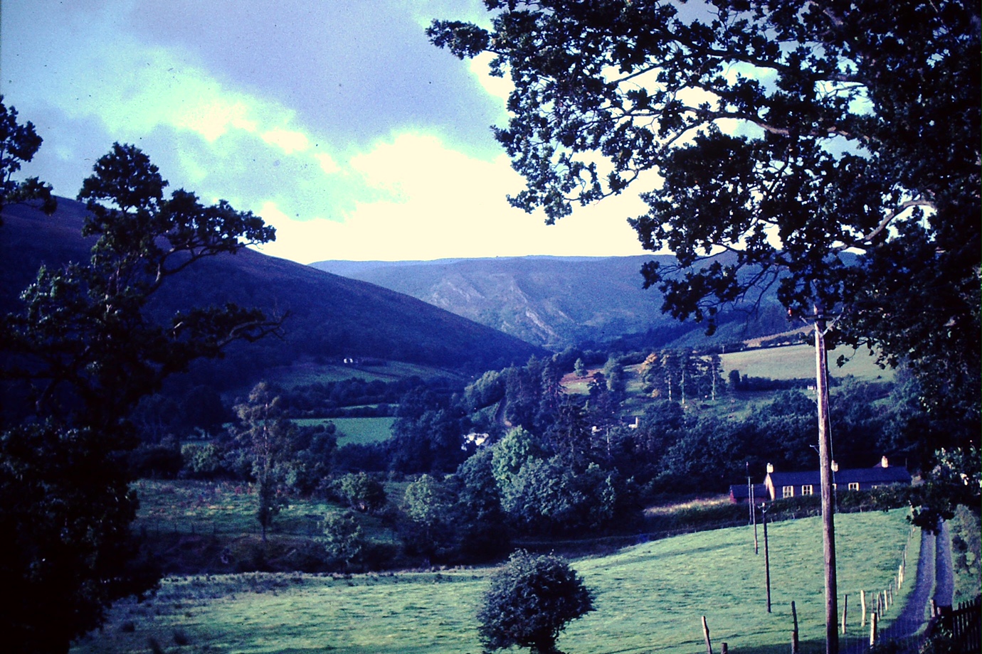 Gigrin Farm: The Wye Valley from the bedroom window, 1966.