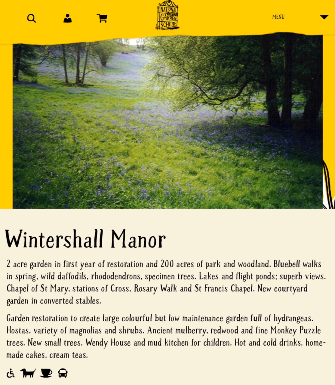 Wintershall Manor: National Open Garden Scheme Information Page.