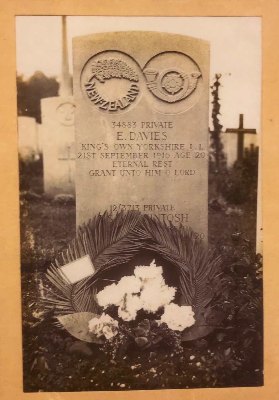 Private Evan Davies: Died 21 September 1916 Aged 20.