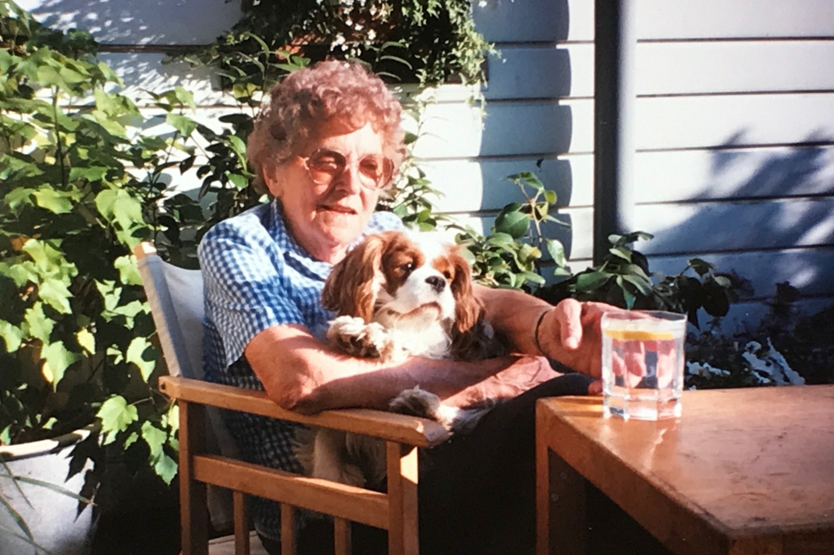 Cotswold Granny: Margaret Long. Diddley’s Cotswold Granny. Seen here with Vicky her beloved dog when she stayed at Laurel Cottage before Bobby’s time there.