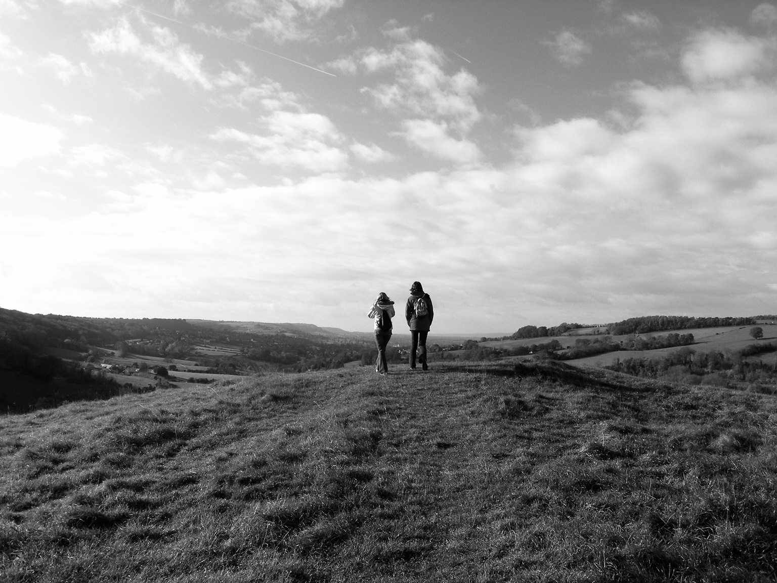 Cotswold Granny: Swifts Hill, Slad (where Diddley’s ashes lie). Looking towards Wales across the Severn Valley.