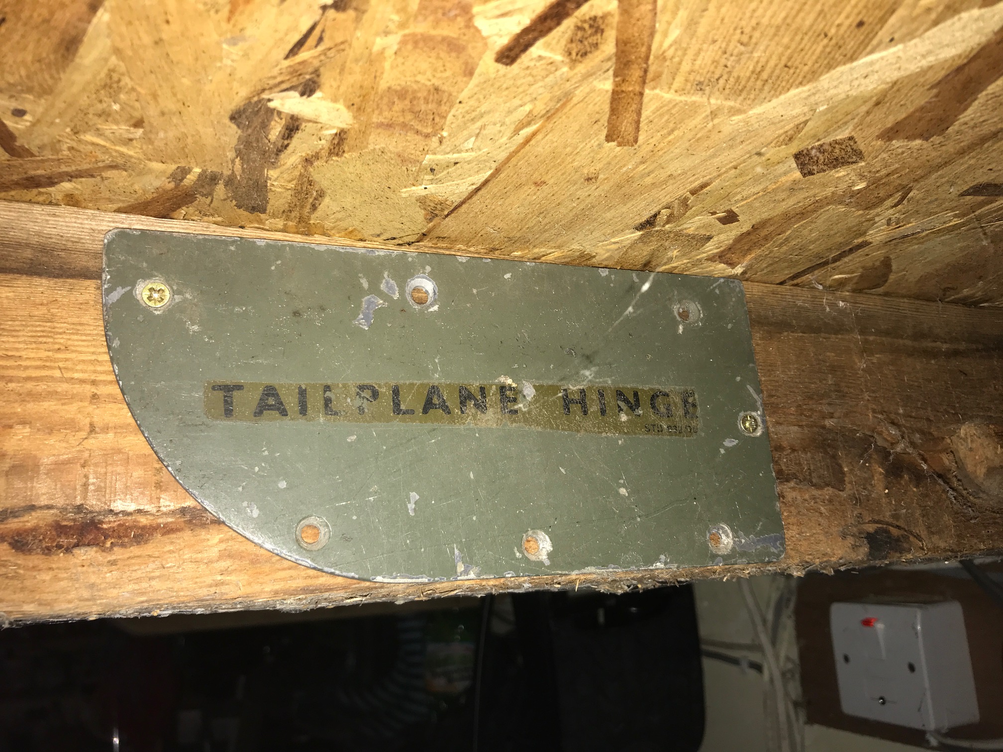 Trevor's Stickies: Tailplane Hinge. Acquired at an aircraft scrapyard in Mitcham.