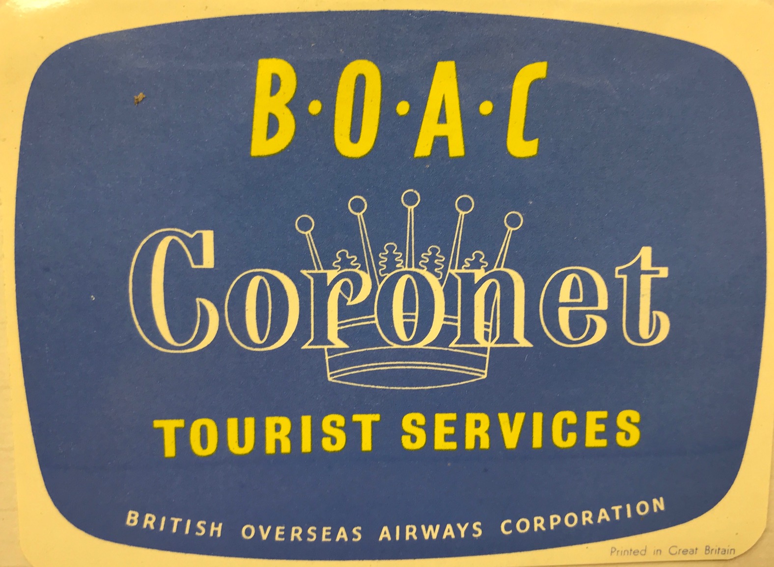 Trevor's Stickies: BOAC Coronet Tourist Services.