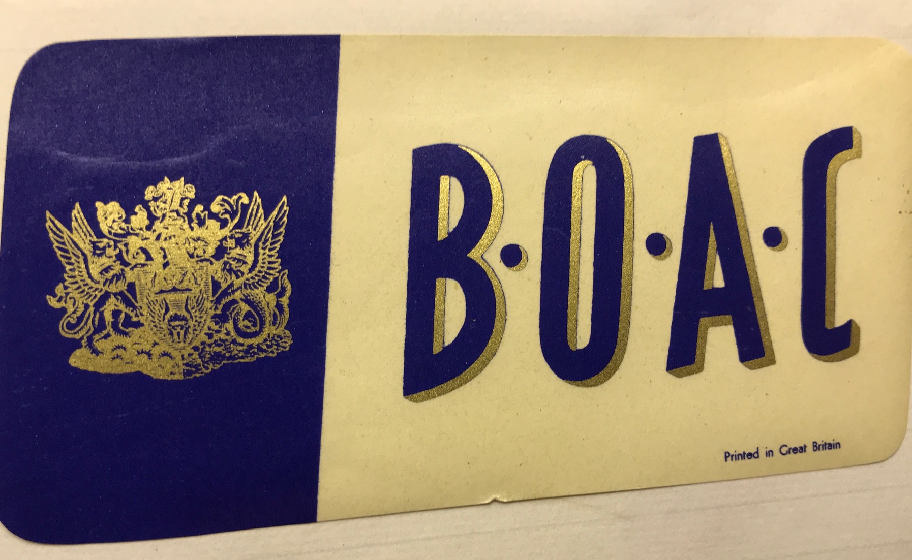 Trevor's Stickies: British Overseas Airways Corporation. Since 1939, BOAC was Britain’s most famous airline. Ironically, formed by a merger of Imperial Airways and British Airways Ltd. Especially overseas. It joined with BEA (British European Airways) to form today’s British Airways in 1974. Famous for its rather stuffy, elitist imagery, its sticky labels followed suit. But then it flew the world’s first jet airline. The Comet. And later, of course, Concorde.