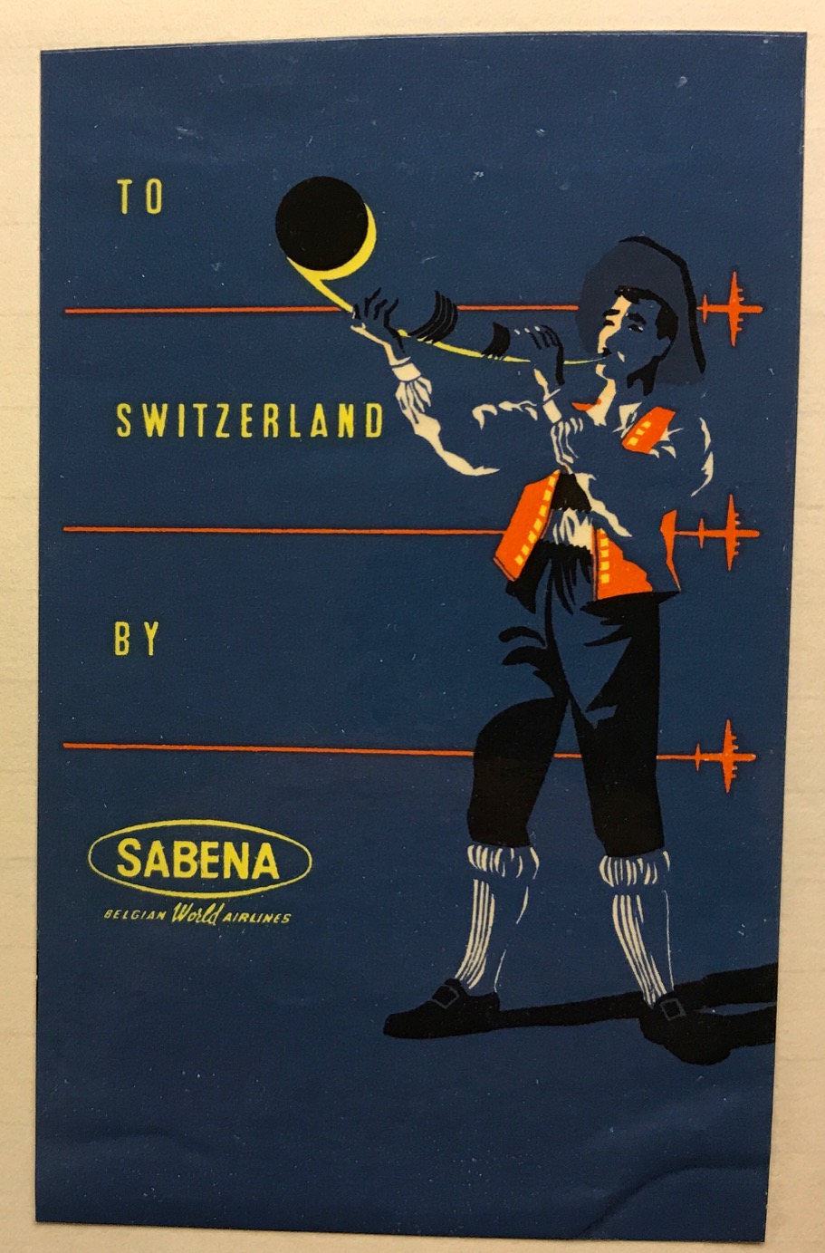 Trevor's Stickies: To Switzerland by Sabena.