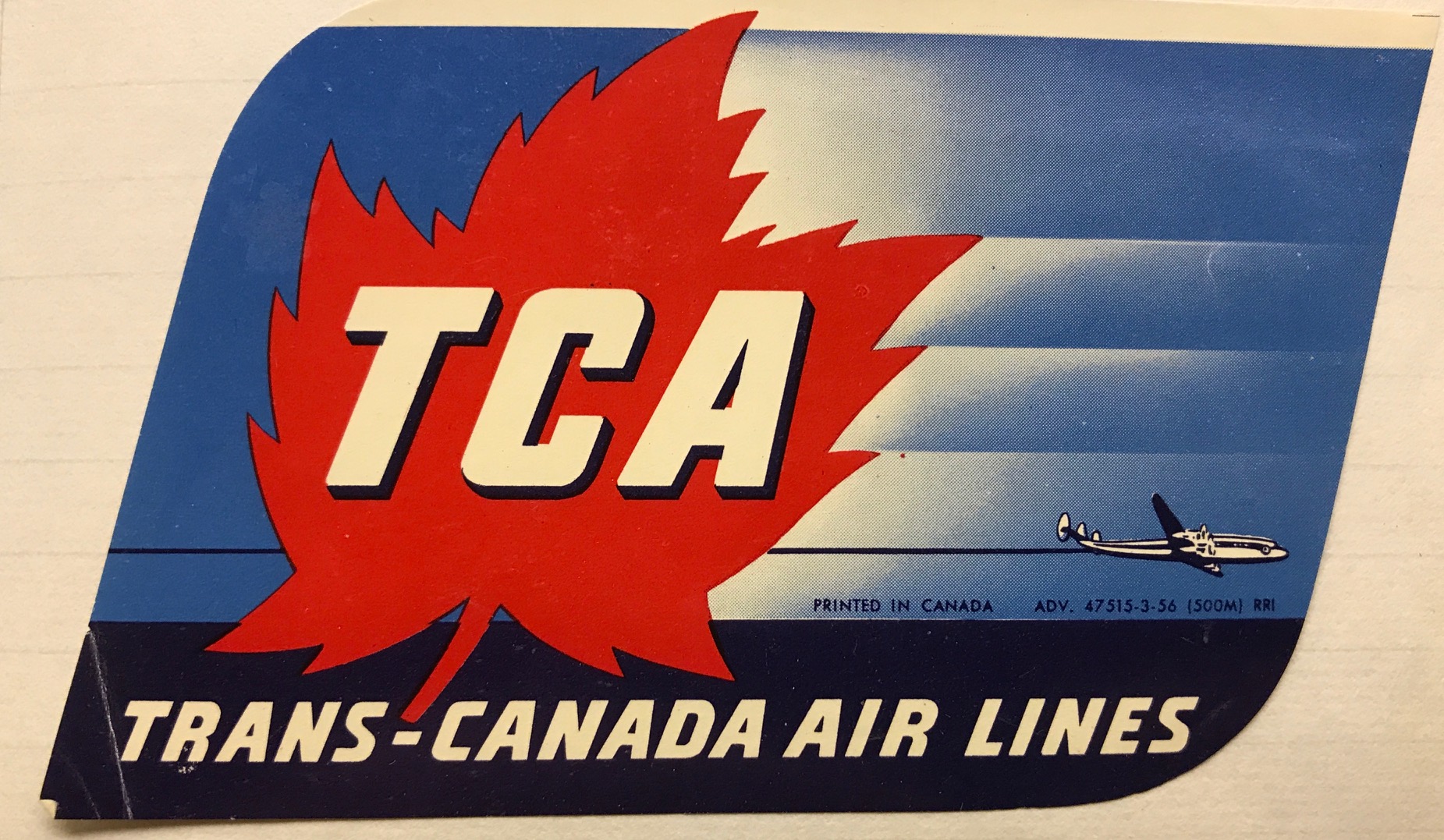 Trevor's Stickies: Trans Canada Air Lines was Canada’s flag carrier from 1937 to 1965, when it became Air Canada.