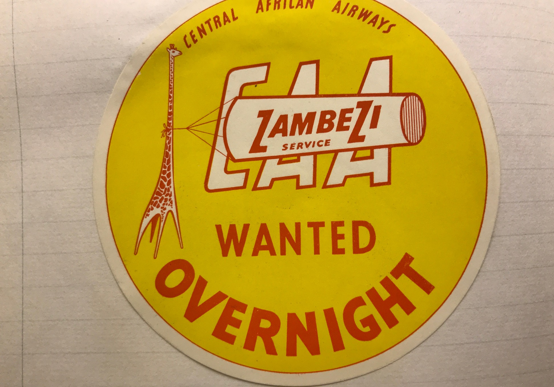 Trevor's Stickies: CAA "Wanted Overnight".