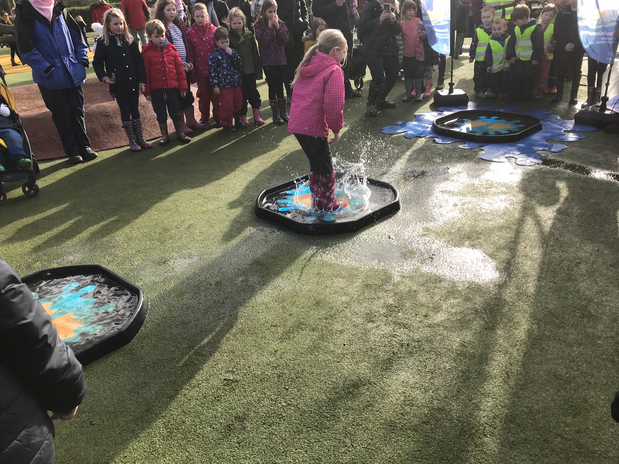 Cotswolds: Puddle jumping championship.