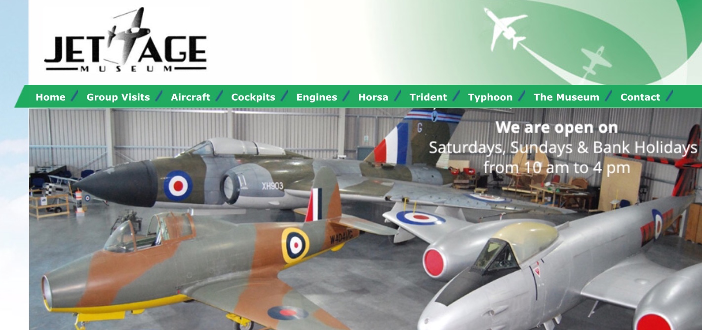 Cotswolds: Jet Age Museum website homepage.