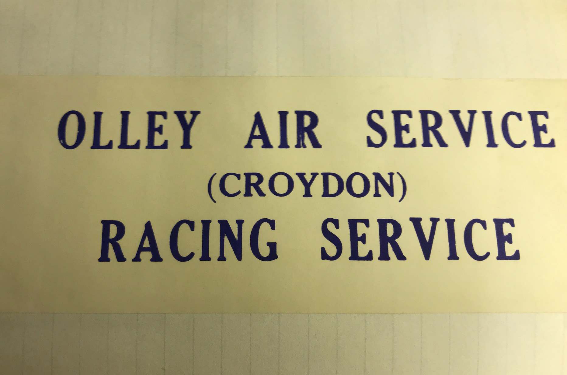 Croydon Airport: Olley Air Service - Racing Service.