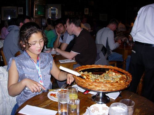 Special One: Andrew was following the Silver Ghosts in a modern Phantom. Seemed only right that a Princess should be taken in style to the Dickens Inn for the biggest pizza she had ever seen.