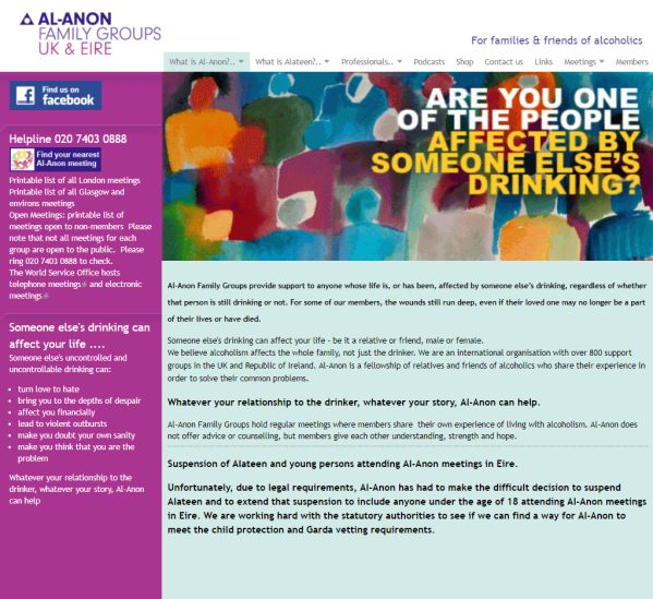 Alcoholic: Al-Anon UK Website Homepage.