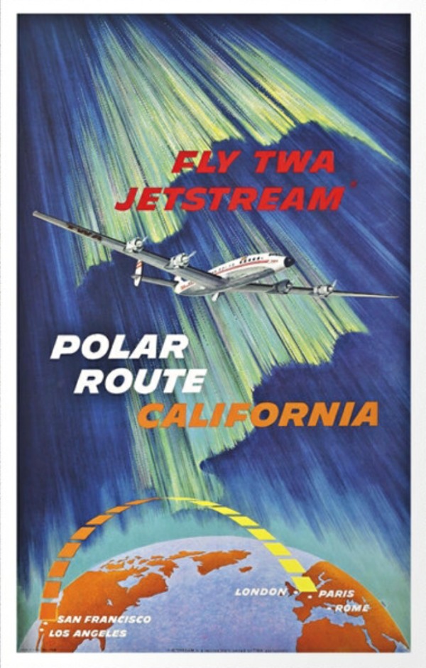 Trevor and Henry: "Fly TWA Jetstreaam Polar Route California"