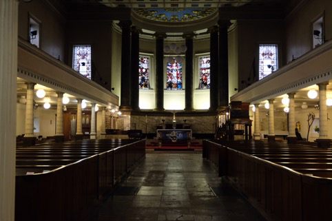 Trevor and Henry: Lighting a Candle for Diddley - St Pancras New Church. Impressive. And boxed pews, too.