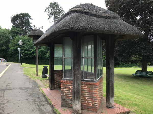 The Footbridge: Westcott bus shelter and dovecote.