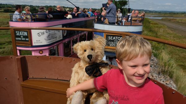 Bertie and Seb on the Seaton Tramway.