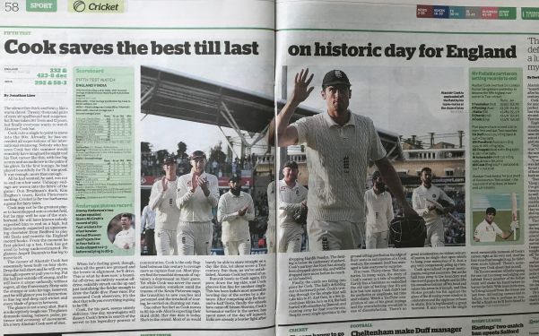 I woz there: "Cook saves his best till last on historic day for England"