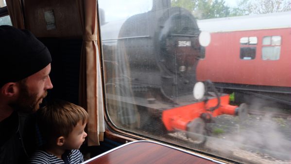“From a Railway Carriage”. A boy and his Dad.