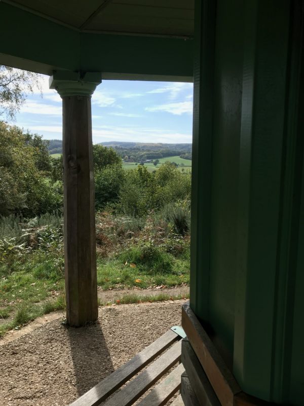 Over the Hills and Far Away: South from the summerhouse towards Leith Hill.