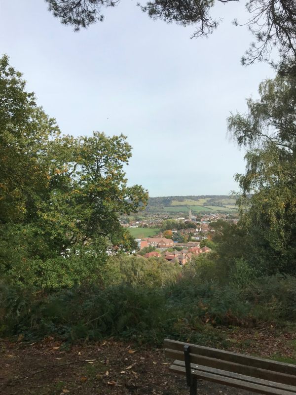 Over the Hills and Far Away: North from the summerhouse towards Boxhill in the background.