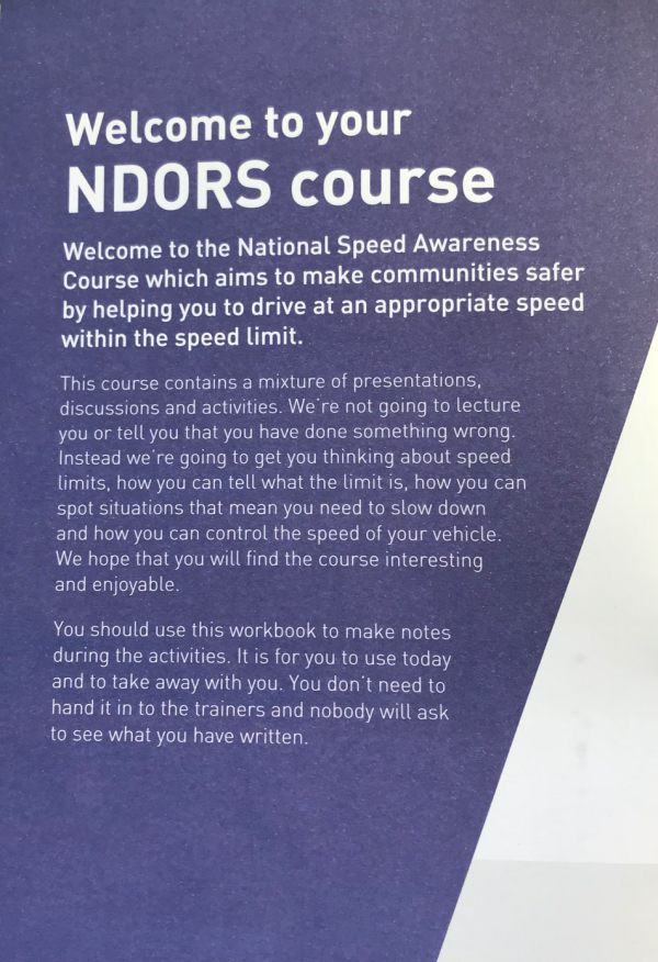 Speed Awareness: Welcome to your NDORS course!