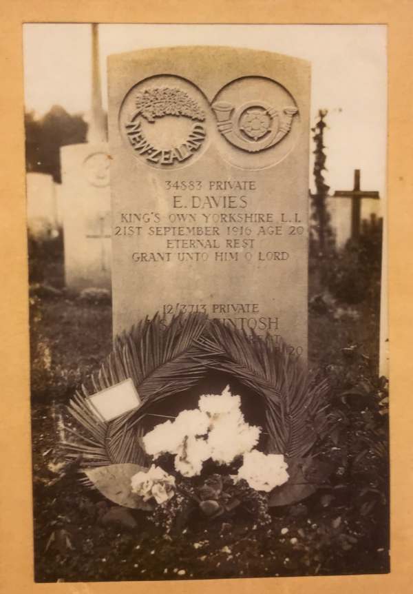 Remembrance Day: Lighting a Candle for Diddley - This is her only photograph of Private Evan Davies' grave.