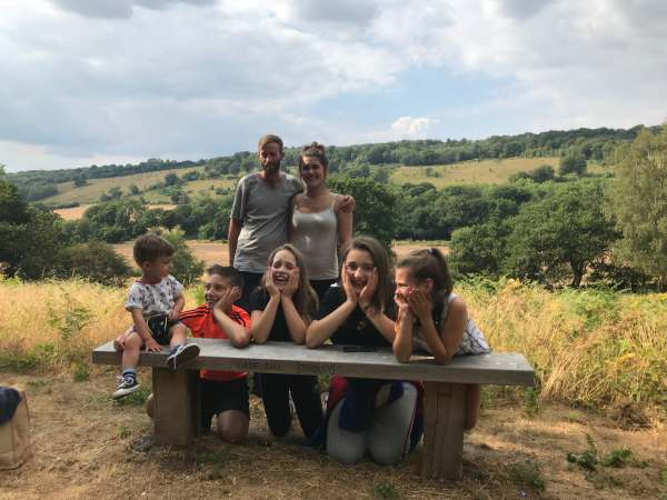 The family on the grass at Diddley’s View.