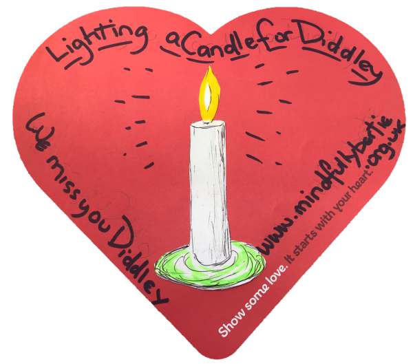 Super Blood Wolf Moon: Lightin a Candle for Diddley - At the British Heart Foundation. Go to one of their shops and buy a heart to put in the window for Valentine's day. And declare your love.