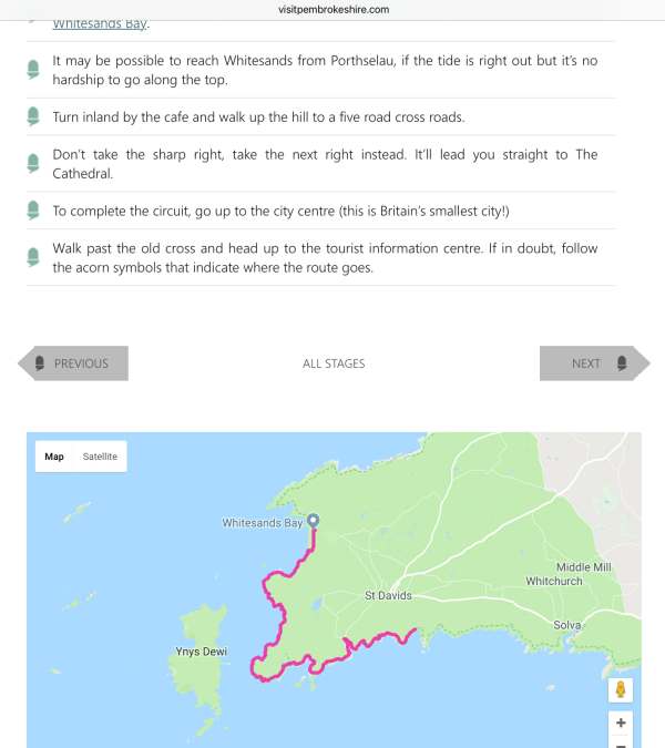 Walk from St David's: Extract from the Visit Pembrokeshire website.