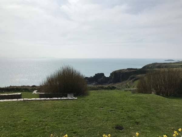 Walk from St David's: The view from the chapel on a grey day.