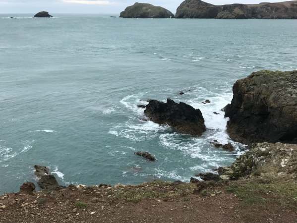 Walk from St David's: Turning north alongside Ramsay Island.