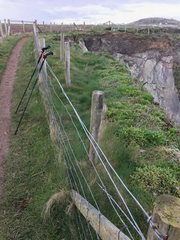 Walk from St David's: An older path diversion, where the original has disappeared into the sea.