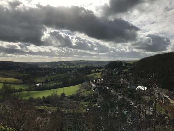 Cotswold Reverie: Village view from the hill.