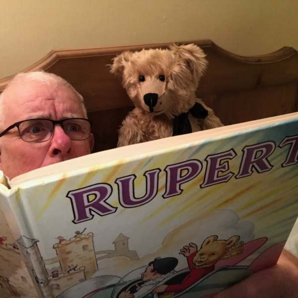 Cotswold Reverie: And a good read. Bertie and Bobby reading a Rupurt Bear book.