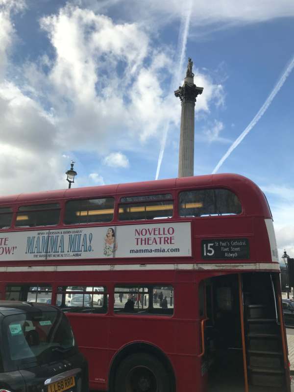 Routemaster: Underneath Nelson's Column.