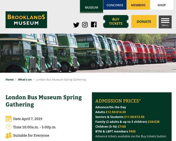 Advert for the London Bus Museum Spring Gathering.