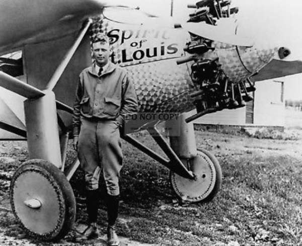 April in Paris: Charles Lindbergh in 1927 at Le Bourget. Becoming a world famous celebrity overnight for becoming the first person to fly the Atlantic solo in his tiny aeroplane the Spirit of St Louis.