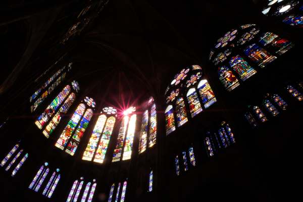 April in Paris: Stained Glass windows in the Basilica of Saint-Denis.